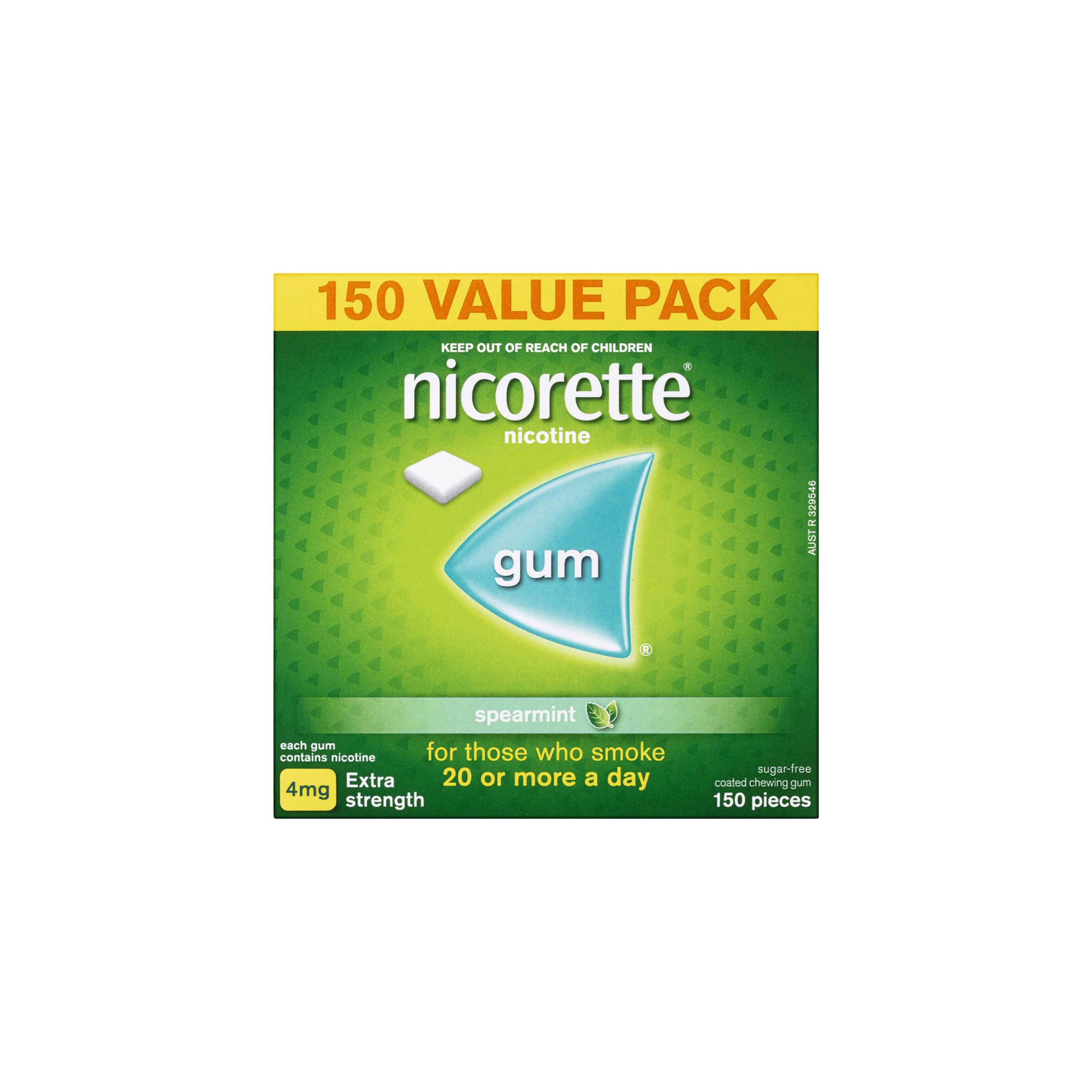 Nicorette Quit Smoking Gum 4mg Extra Strength Spearmint (150 pack)