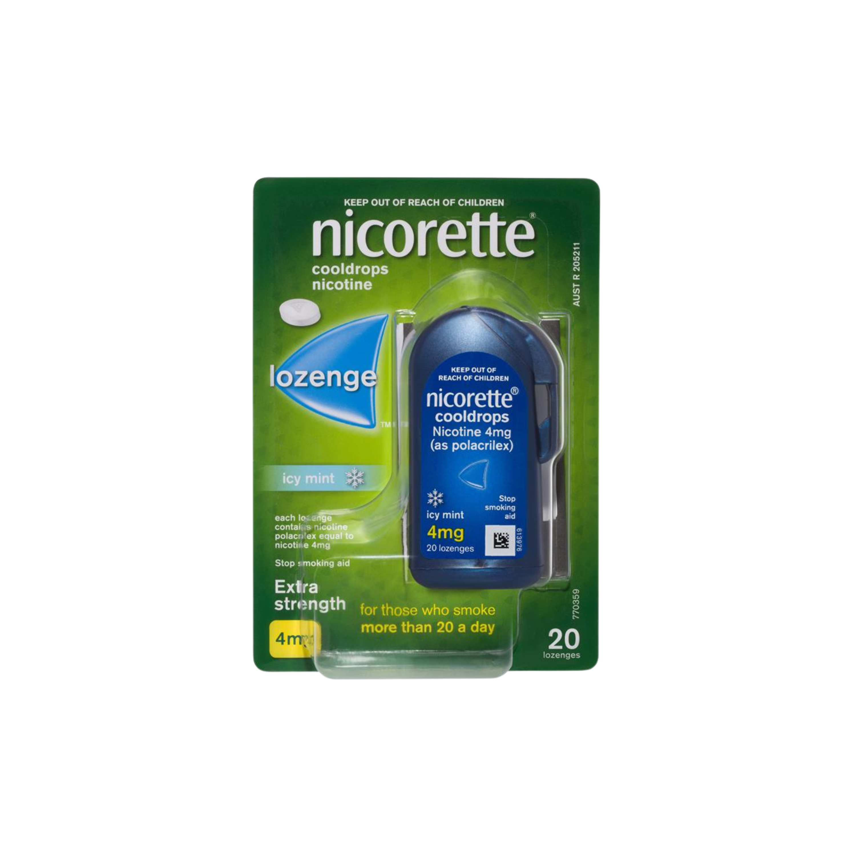 Nicorette Quit Smoking Cooldrops Lozenges Extra Strength (20 pack)